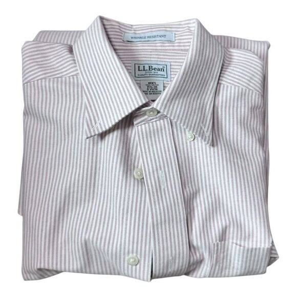 L.L.Bean Men Size 15 1/2 - 36 Striped Wrinkle Resistant Dress Shirt - Picture 1 of 5
